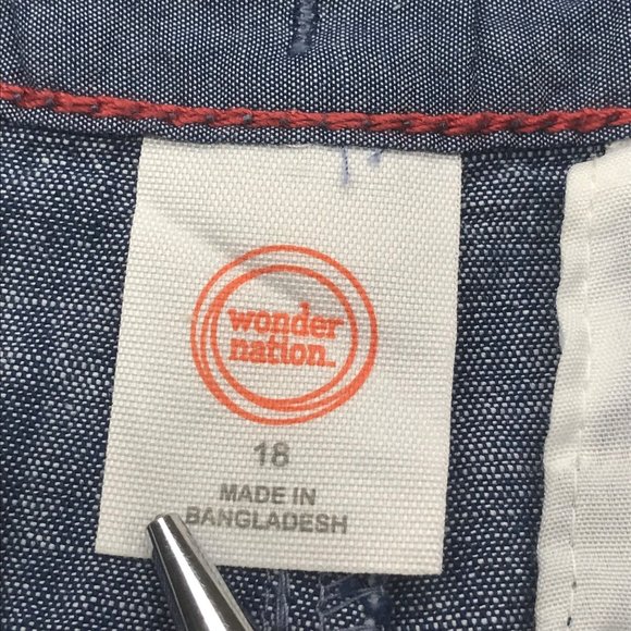 Wonder Nation Boy's Size 18 Adjustable Waist Flat Front Shorts Blue New - Picture 3 of 13